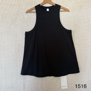 NWT Lululemon Sz S Long Cotton Crewneck Tank Pima Cotton Relaxed Fit Black